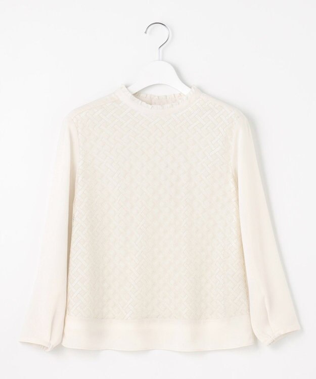 J.PRESS LADIES パウダリーツイルレースコンビ カットソー グレージュ系