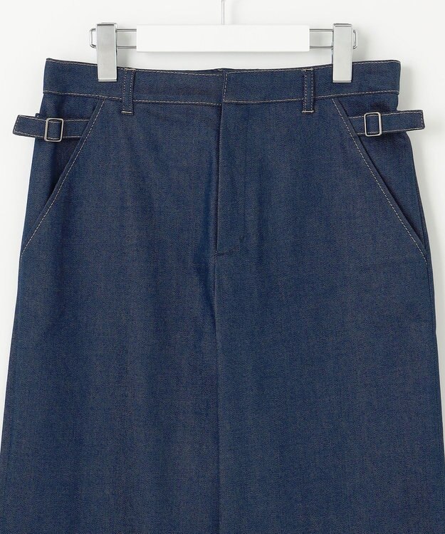 J.PRESS LADIES S 【洗える】ハイパワーデニムツイル ワイド パンツ インディゴ系