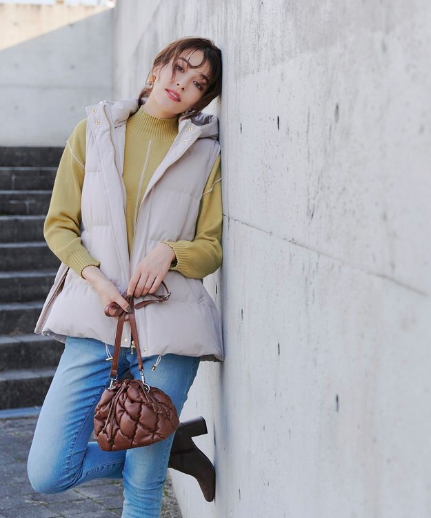 Tiaclasse L 【洗える】配色切り替えニットトップス ライム