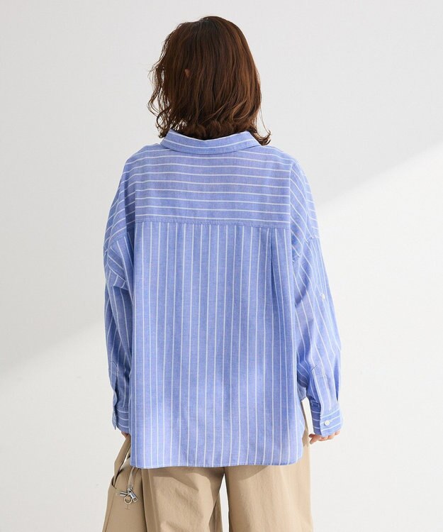 Green Parks 綿麻混シャツ Sax