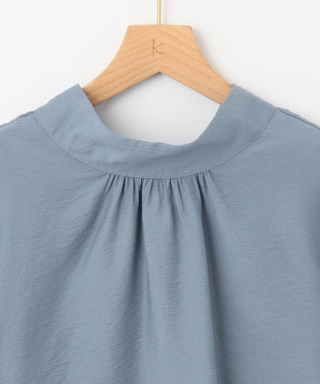 組曲 【セットアップ対応・前後着用可】ニュアンスシフォン ブラウス サックスブルー系