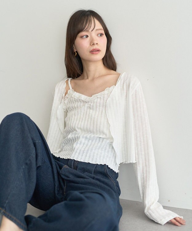 earth music&ecology 【2点セット】ＳＥＴ２点メローボレロ＋フリルキャミソール Off White