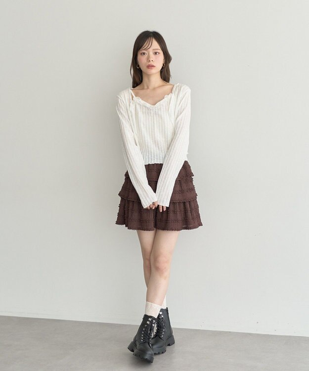 earth music&ecology 【2点セット】ＳＥＴ２点メローボレロ＋フリルキャミソール Off White