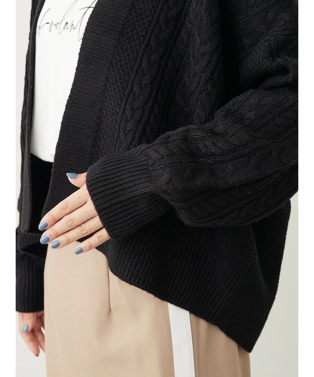 Green Parks 着流しケーブルカーディガン Black