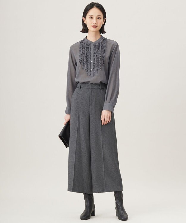 自由区 ブライトリングツイードクロップド パンツ スレート