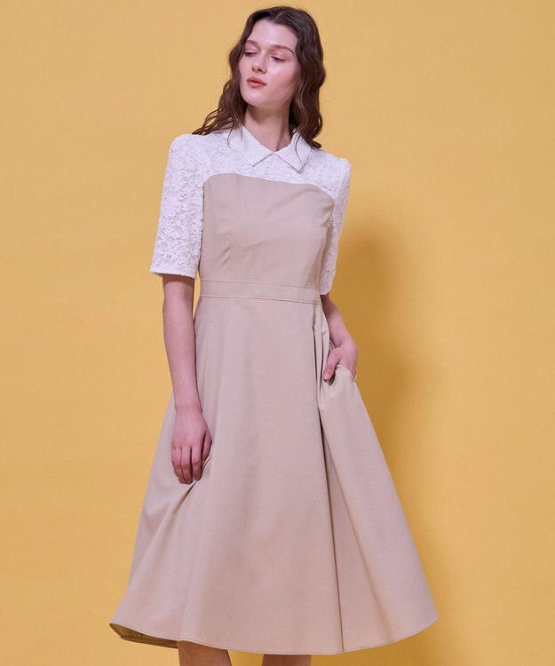 TOCCA LACE A LA CARTE HALF SLEEVE ドレス ブラウン系