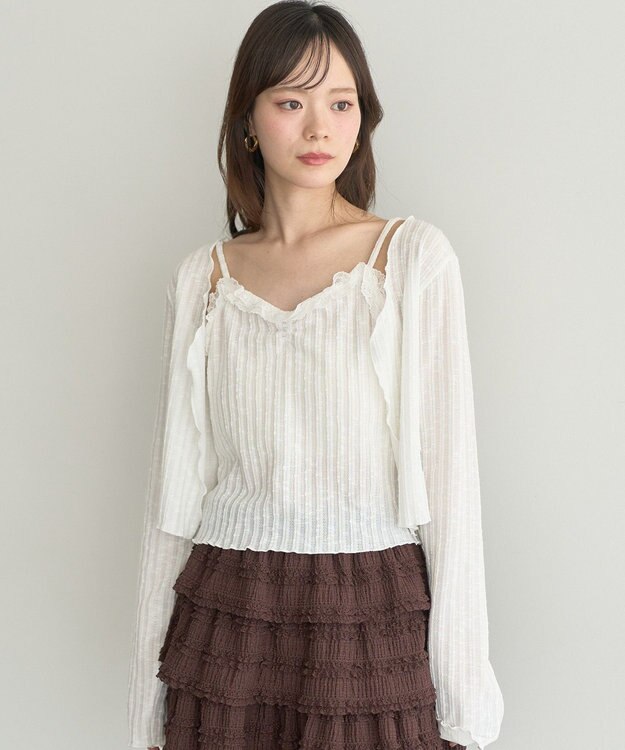 earth music&ecology 【2点セット】ＳＥＴ２点メローボレロ＋フリルキャミソール Off White