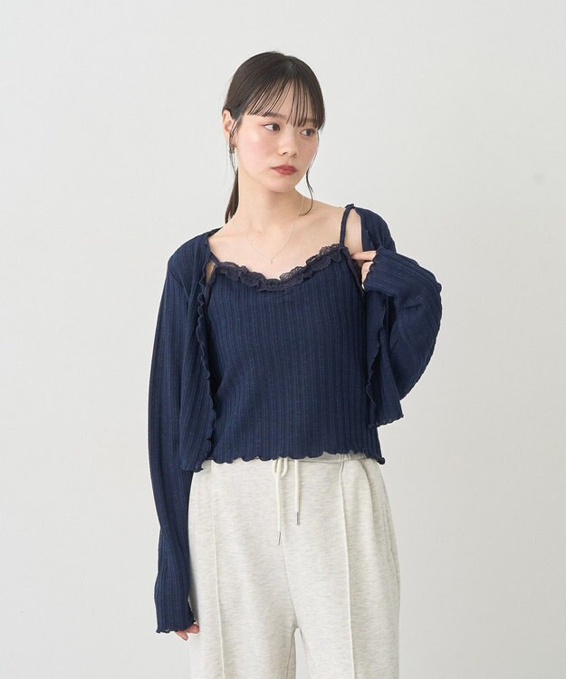 earth music&ecology 【2点セット】ＳＥＴ２点メローボレロ＋フリルキャミソール Navy