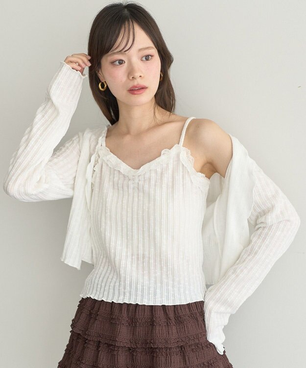 earth music&ecology 【2点セット】ＳＥＴ２点メローボレロ＋フリルキャミソール Off White