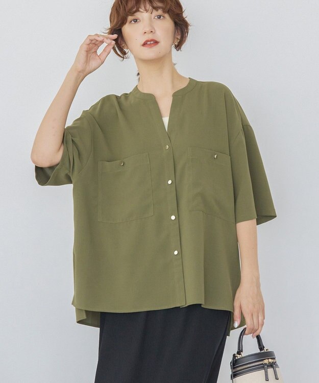 AMERICAN HOLIC 【WEB限定】ミリタリーWポケットスキッパーシャツ Khaki
