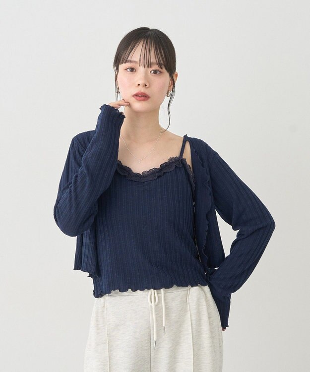 earth music&ecology 【2点セット】ＳＥＴ２点メローボレロ＋フリルキャミソール Navy