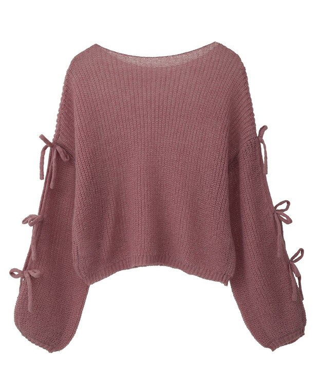 earth music&ecology サイドリボン透かしニットプルオーバー Pink