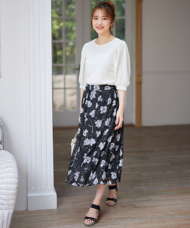 ANY SIS 【美人百花7月号掲載】ボリュームスリーブシャーリング カットソー アイボリー系