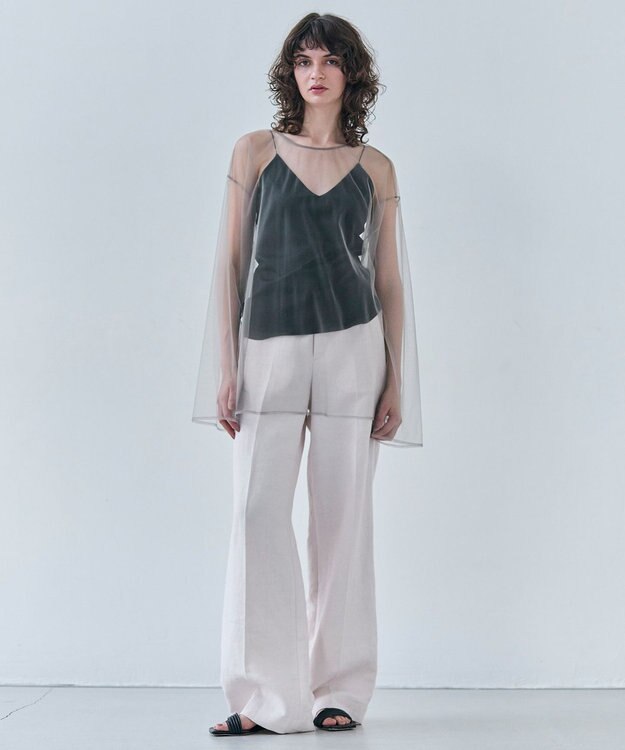 BEIGE， 【洗える・Oggi 6月号掲載】SILENE / オーバーサイズチュールブラウス L.Gray