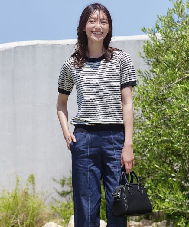 Tiaclasse 【本革】2WAYステッチハンドバッグ ブラック