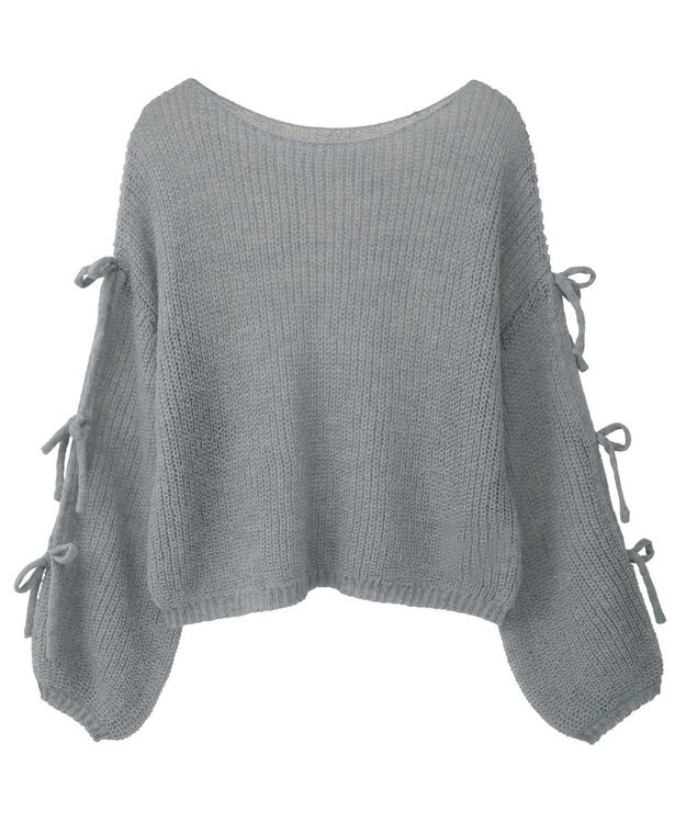 earth music&ecology サイドリボン透かしニットプルオーバー Grayish Blue