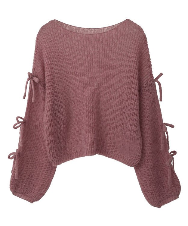 earth music&ecology サイドリボン透かしニットプルオーバー Pink