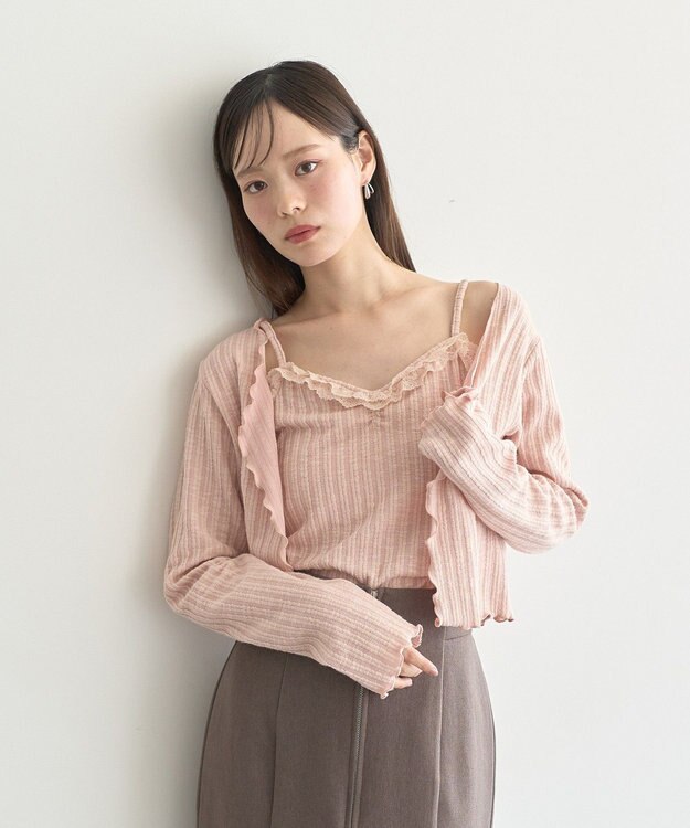 earth music&ecology 【2点セット】ＳＥＴ２点メローボレロ＋フリルキャミソール Pink