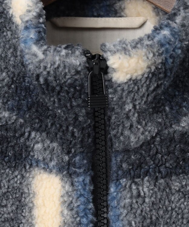 JOSEPH ABBOUD MOUNTAIN 【SPACE／UNISEX】ボアチェック ブルゾン ダルブルー系4