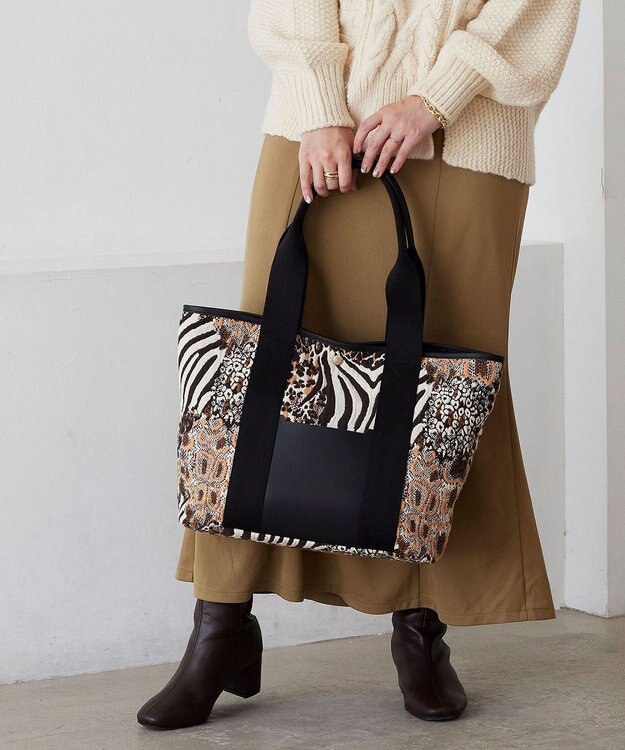 TOPKAPI 【TREASURE TOPKAPI】アニマルジャガード A4 トートバッグ ベージュ