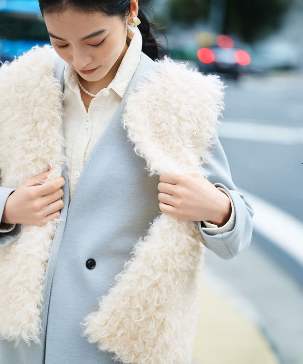 23区 S 【SLOW/一部店舗限定】フェイクファー ジレ アイボリー系