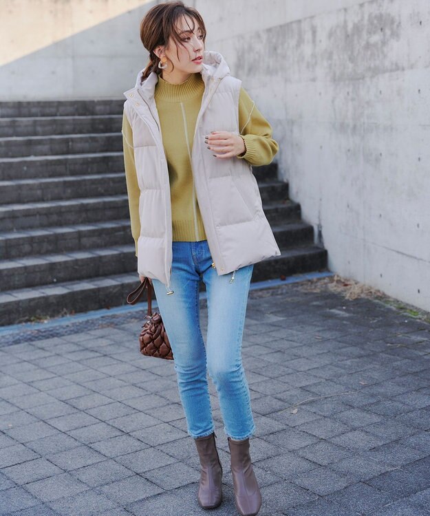 Tiaclasse 【洗える】配色切り替えニットトップス ライム