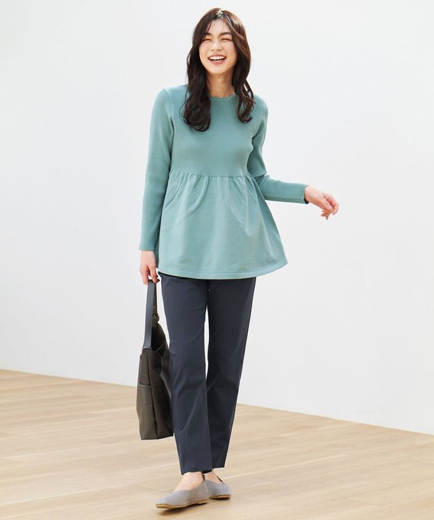 ANY L リブコンビペプラムニット ミント