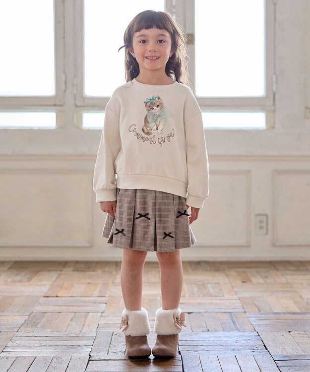 ANY KIDS ネコプリント トレーニャー エクリュ