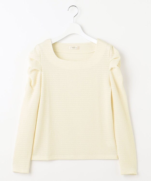 Feroux 【洗える】シュリンク プルオーバー ホワイト系
