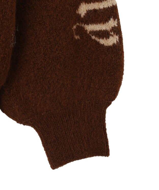 WEGO モチーフグラフィックフラッフィーニットプルオーバー ブラウン