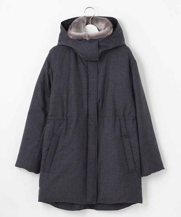 自由区 【ファー取り外し可】ライトウールダウン グレー系