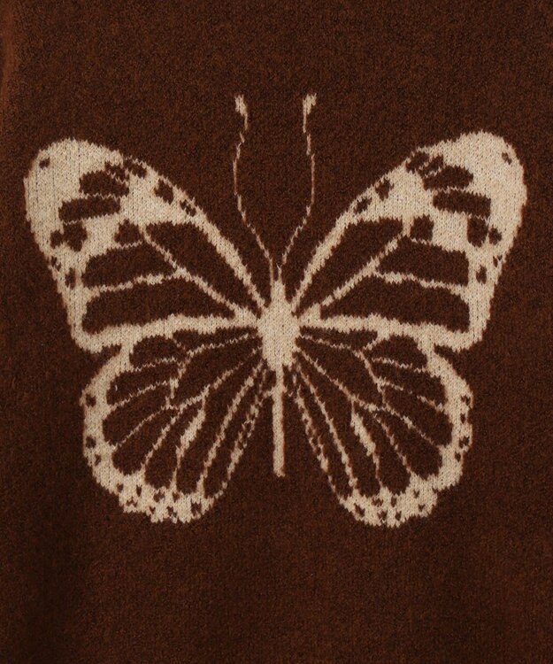 WEGO モチーフグラフィックフラッフィーニットプルオーバー ブラウン