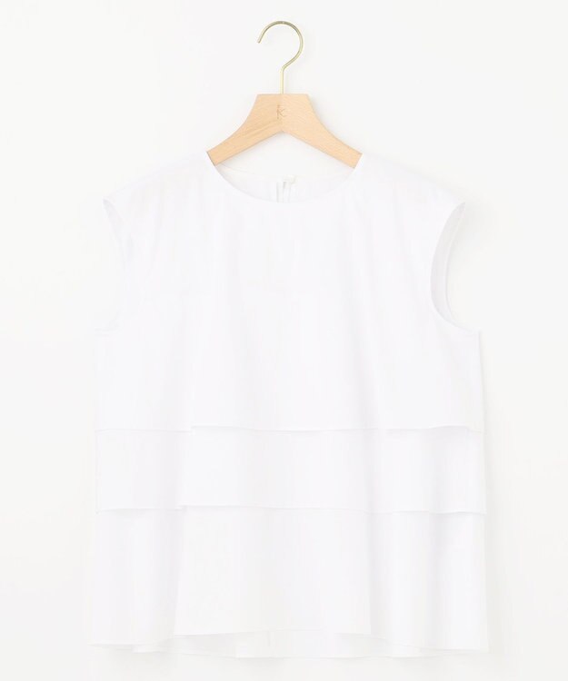 組曲 【WEB限定】コットンレーヨンシャーティングノースリーブ ブラウス アイボリー系