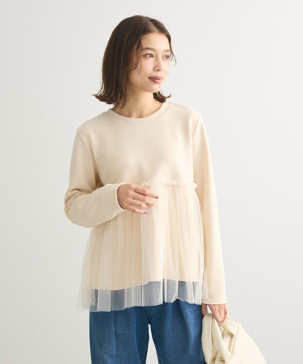 Green Parks ・ｓｗｉｎｇ　ｂｙ　チュールレイヤープルオーバー Gray Beige