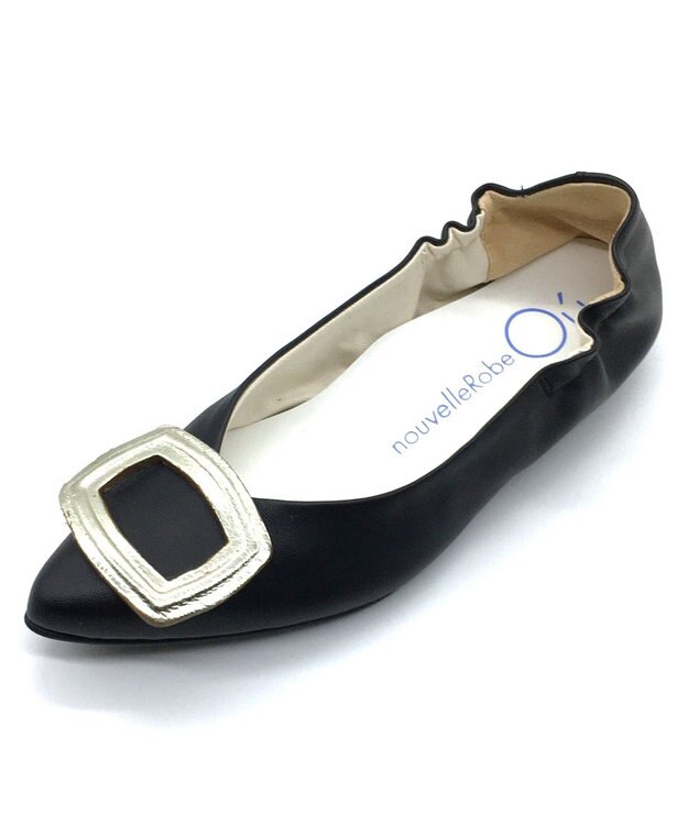 nouvelleRobe Oū 【本革・高反発】Buckle Ornament ポインテッドトゥ パンプス ブラック