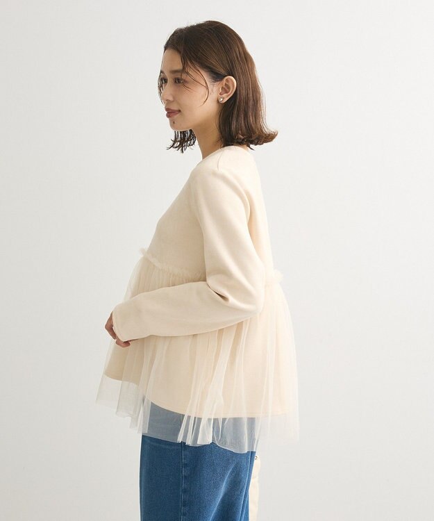 Green Parks ・ｓｗｉｎｇ　ｂｙ　チュールレイヤープルオーバー Gray Beige