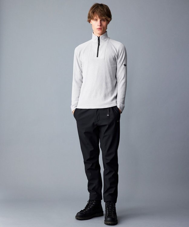 JOSEPH ABBOUD MOUNTAIN 【吸湿発熱/ソフト】ソフトウォームワッフル ハーフジップ カットソー ライトグレー系