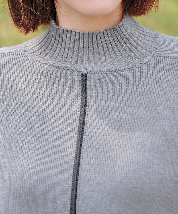 Tiaclasse 【洗える】配色切り替えニットトップス グレー