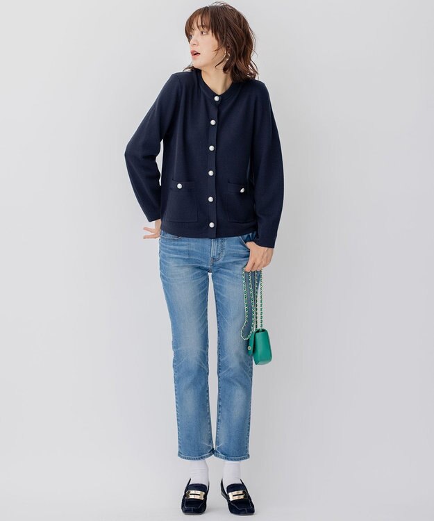 23区 【CLASSY.1月号掲載】ウールブレンド カーディガン ネイビー系