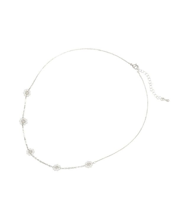 earth music&ecology ビーズフラワーネックレス Silver