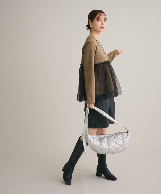 Green Parks ・ｓｗｉｎｇ　ｂｙ　チュールレイヤープルオーバー Gray Beige