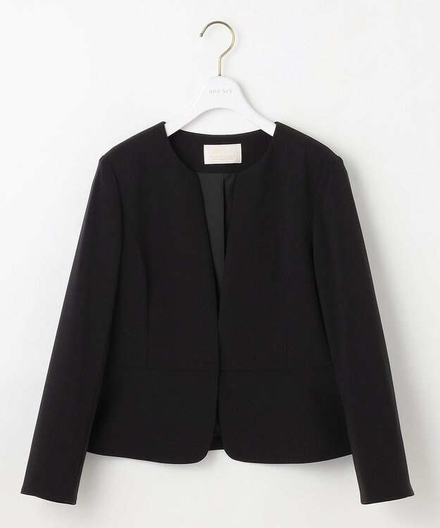 ANY SIS L 【洗える】セレモニーダブルクロス クルーカラー ジャケット ブラック