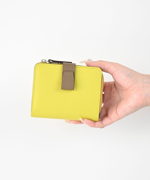 Atelier nuu 日本製 noble L字ファスナー二つ折りウォレット イエロー×トープ