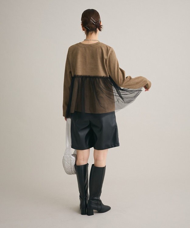 Green Parks ・ｓｗｉｎｇ　ｂｙ　チュールレイヤープルオーバー Gray Beige