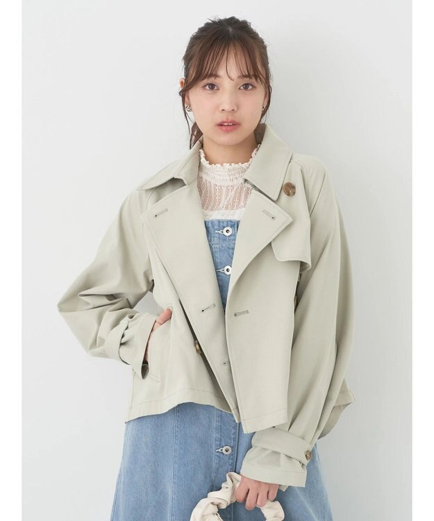 earth music&ecology ショートトレンチコート Light Khaki