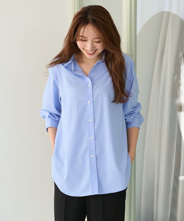 ANY 【UVカット/抗菌防臭/速乾】エニィファンクション　カシュクールシャツ ライトブルー