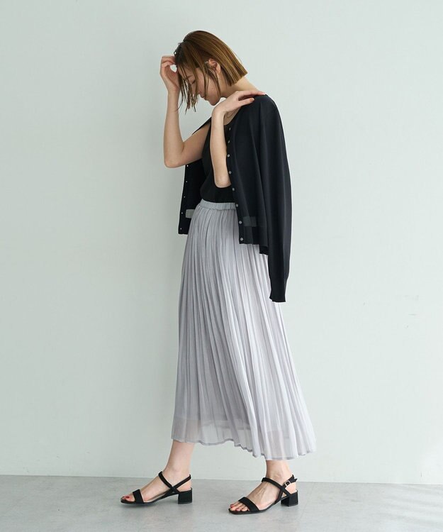 YECCA VECCA シャイニーサテンプリーツスカート Light Gray