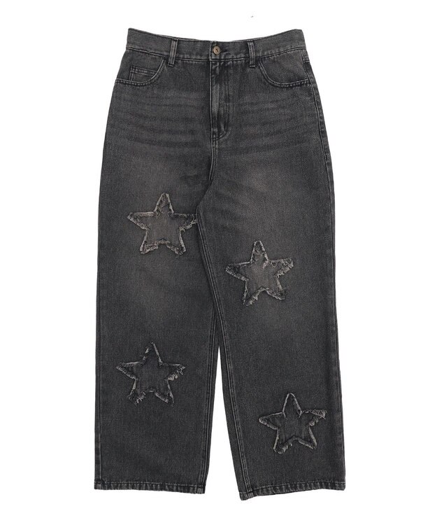 WEGO スターモチーフオーバーダイバギーパンツ ブラック