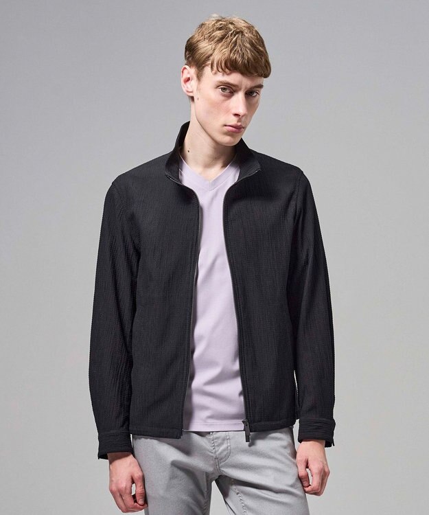 JOSEPH HOMME 【新型】トリコサッカーストレッチ スタンドカラーブルゾン ブラック系