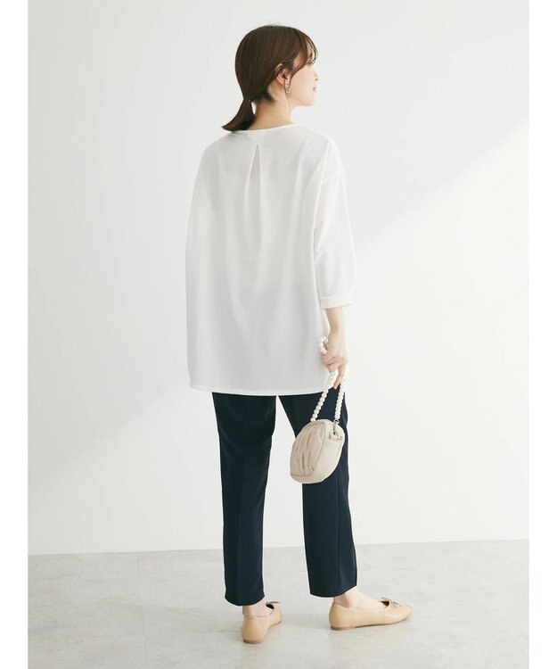 Green Parks バー付き７分袖ブラウソー Off White